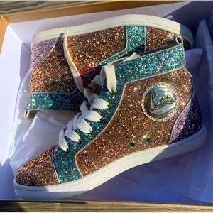 Christian Louboutin BIP BIP Orlando Flat Glitter size 36.5.Red bottoms. US 5.5/6